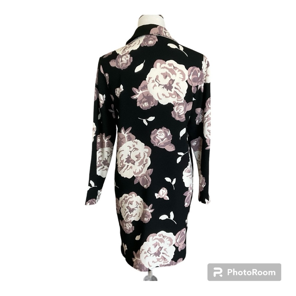 Mud Pie Kinsley Lace Up Floral Shirt Dress |Tunic Long Sleeve Black Size S - Picture 3 of 10